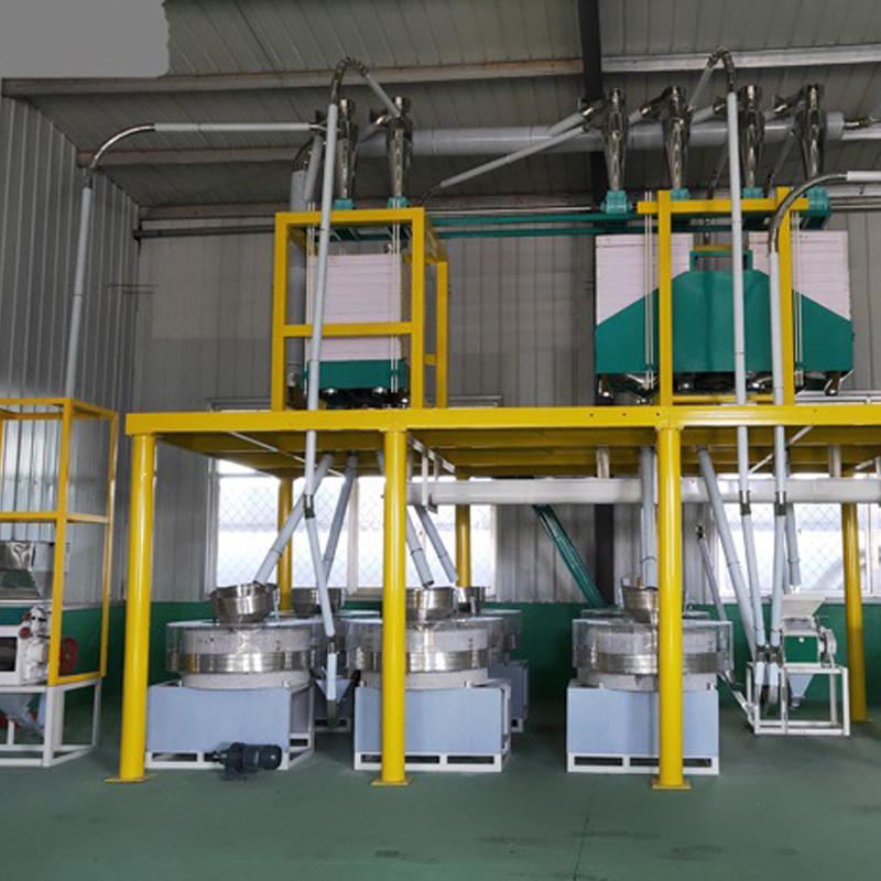 六組高架石磨面粉機